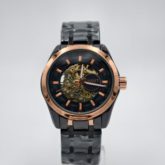 Round Black Tissot Automatic Watch