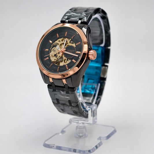 Round Black Tissot Automatic Watch