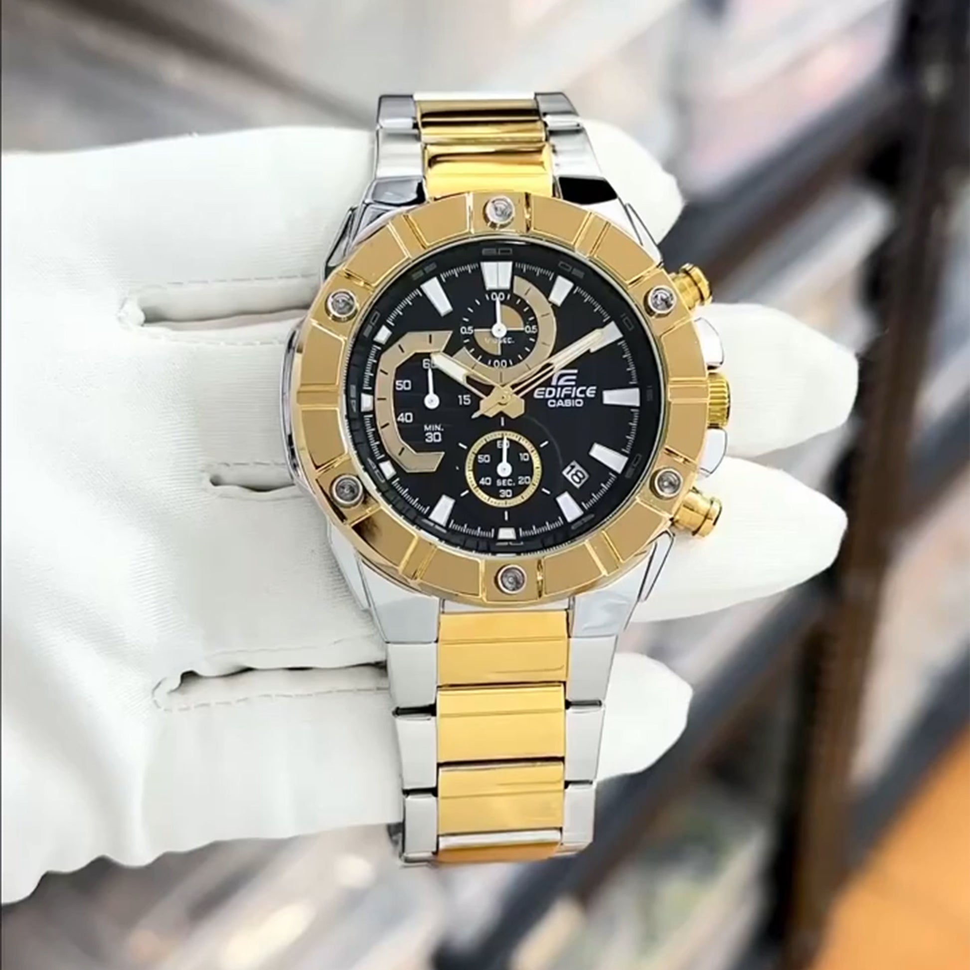 CASIO Men EDifice EFR-539SG-1AVUDF Analog Dial Dual Tone Stainless Steel Band EX188