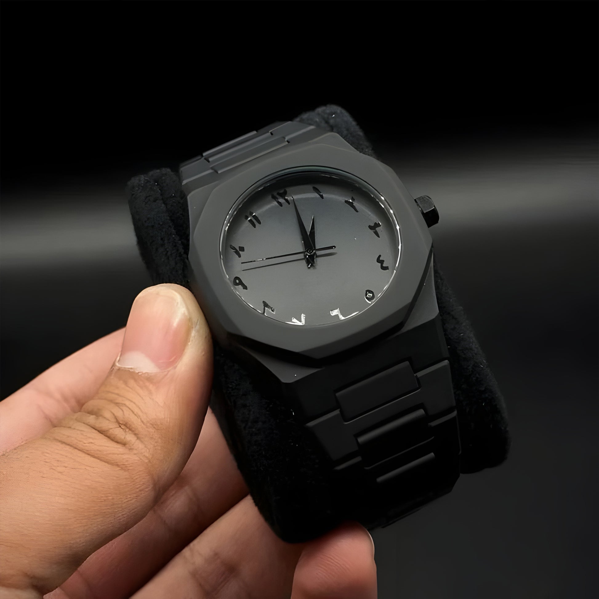 Aura Men's Watch with Arabic Numerals Matte Black Minimalist Analog Watch | Trending Wristwatch, Black