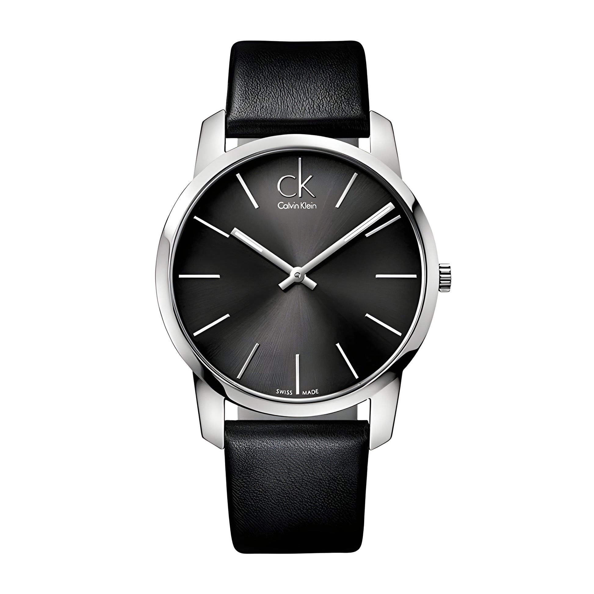 Calvin Klein men black dial leather band Watch - k3m211c4