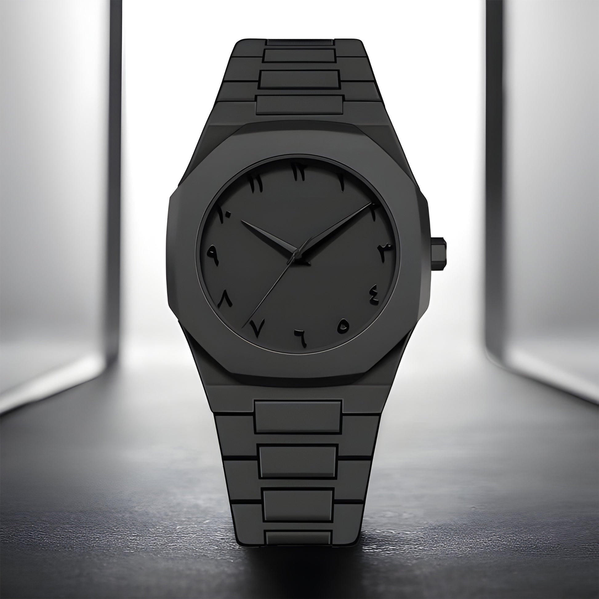 Aura Men's Watch with Arabic Numerals Matte Black Minimalist Analog Watch | Trending Wristwatch, Black