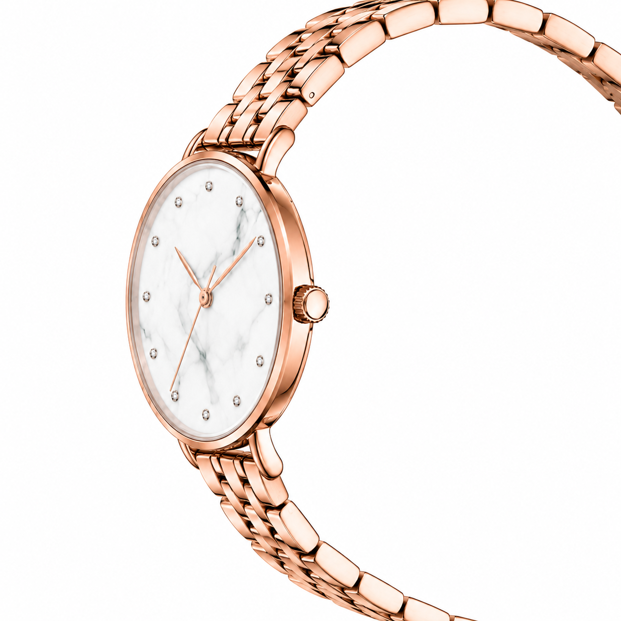 Elegant Rose Gold-Tone Watch with Marble-Inspired Dial