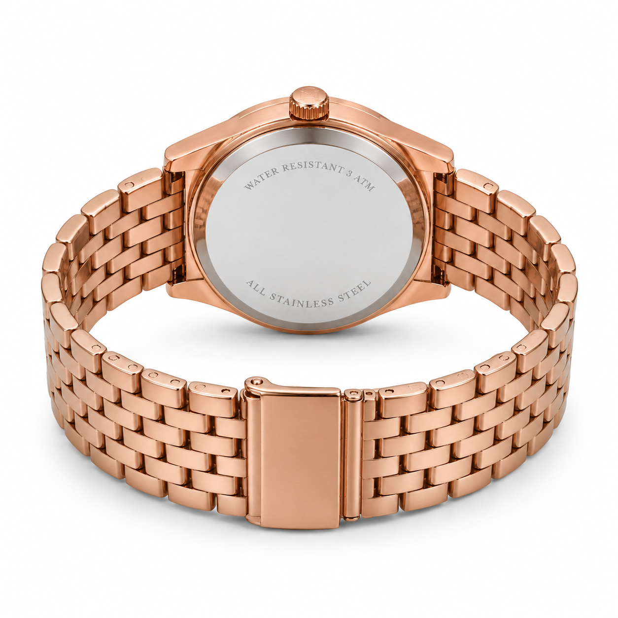 Elegant Rose Gold-Tone Watch with Marble-Inspired Dial