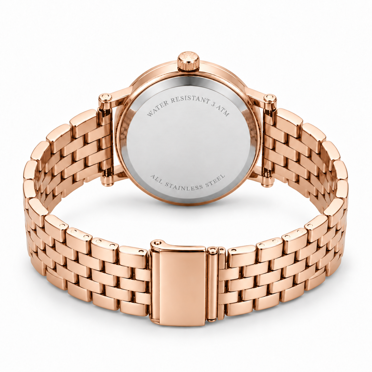 Elegant Rose Gold-Tone Analog Watch with Textured Dial