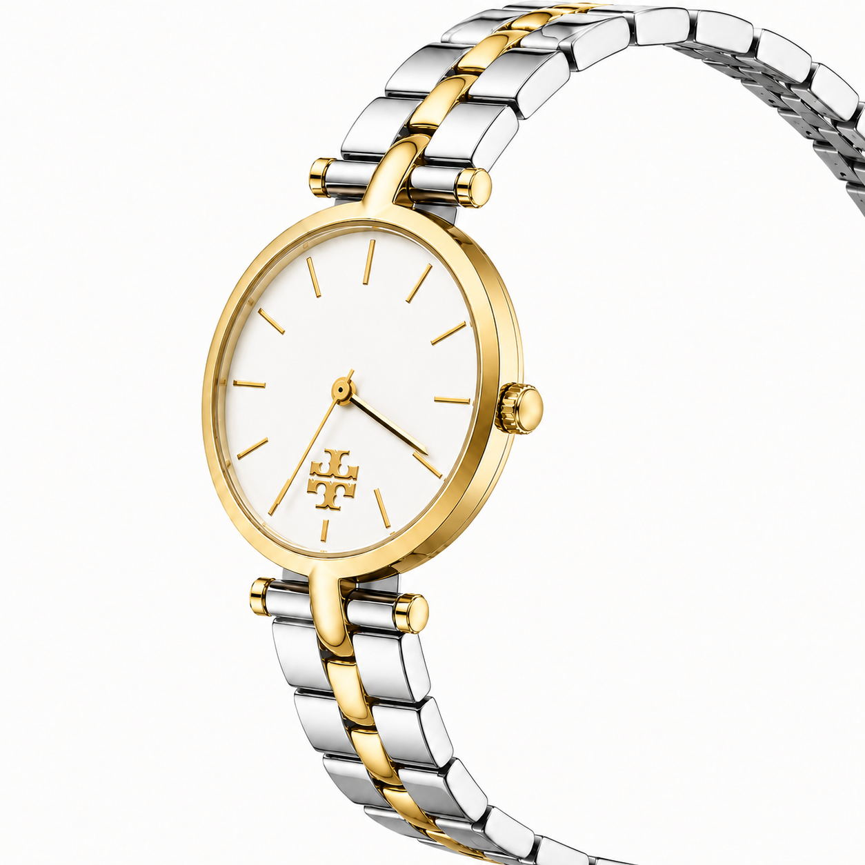 Elegant Two-Tone Analog Watch with White Dial