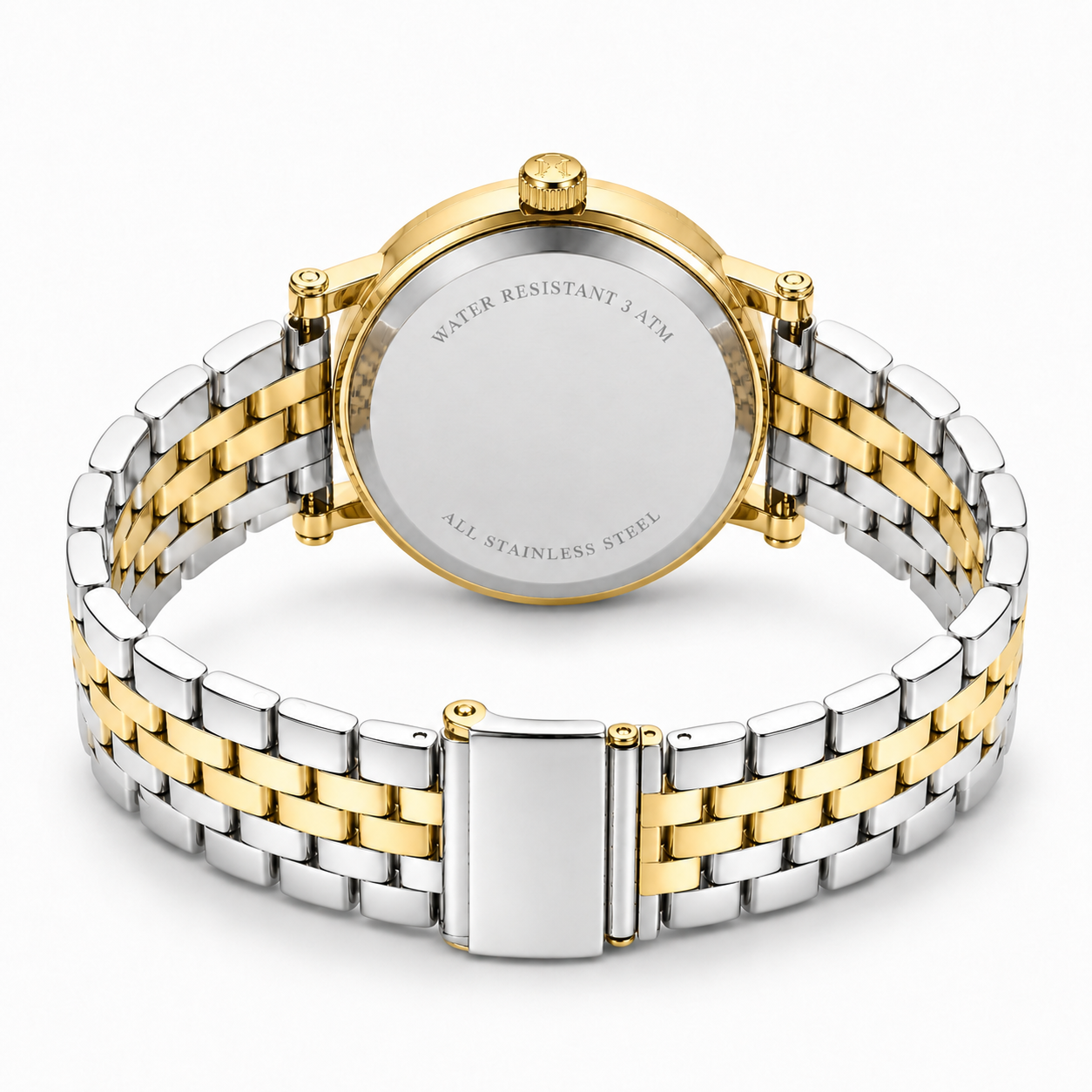 Elegant Two-Tone Analog Watch with White Dial