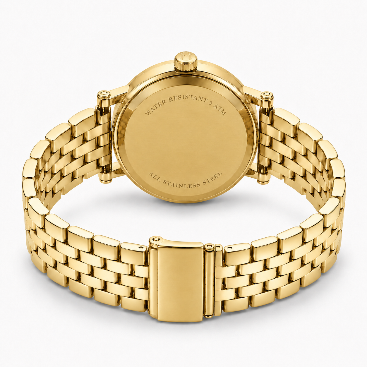 Elegant Gold-Tone Watch with White Textured Dial
