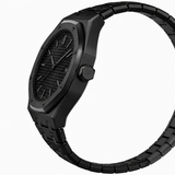 Luxury Stainless Steel Sports Watch with Textured Black Dial Description: