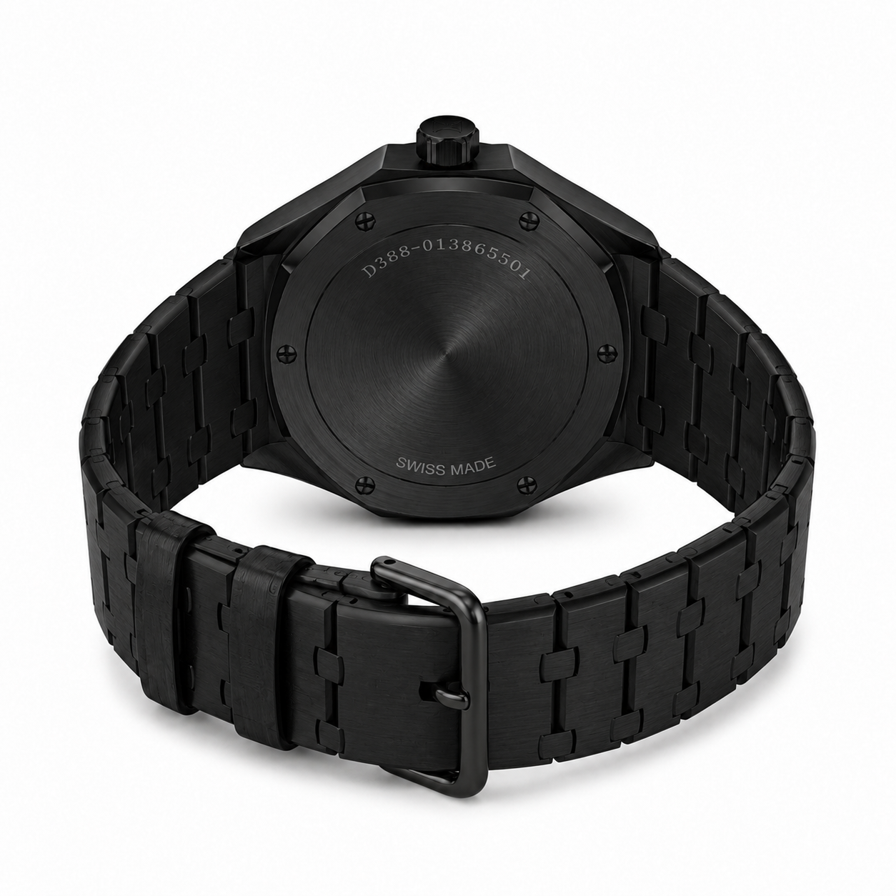Luxury Stainless Steel Sports Watch with Textured Black Dial Description: