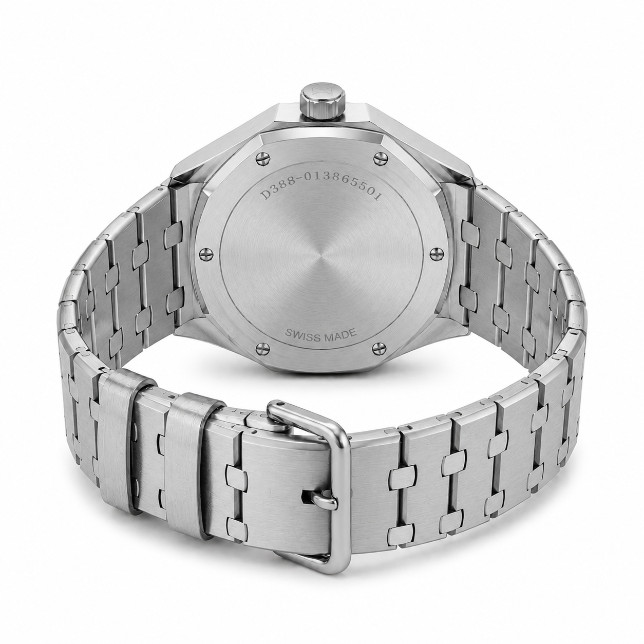 Luxury Stainless Steel Sports Watch with Textured Black Dial