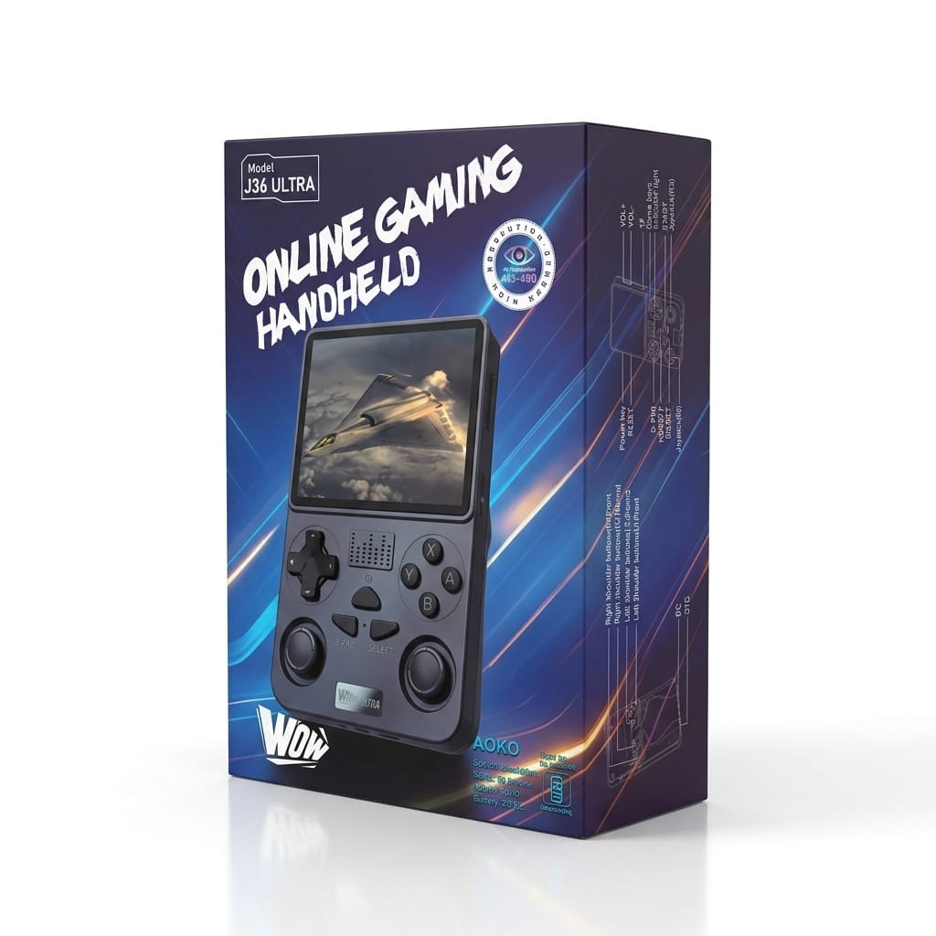 J36 Ultra All-in-One Handheld Gaming Console | 20,000+ Games Built-In | WiFi & YouTube Streaming | Portable Pocket Game Player
