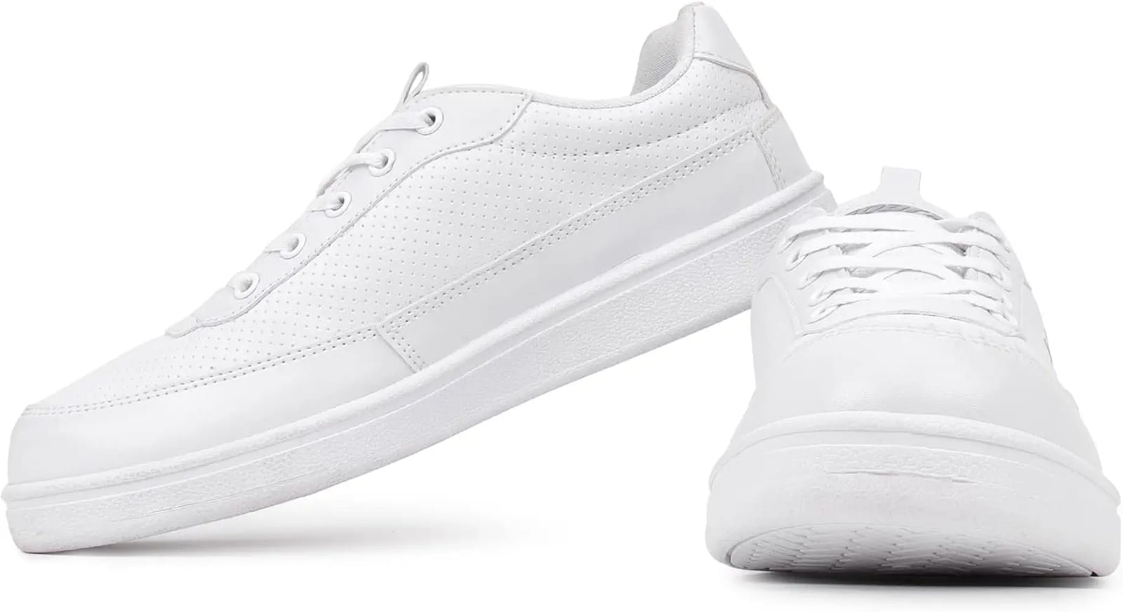 Premium White Casual Sneakers for Men & Women | Lightweight Lace-Up Shoes