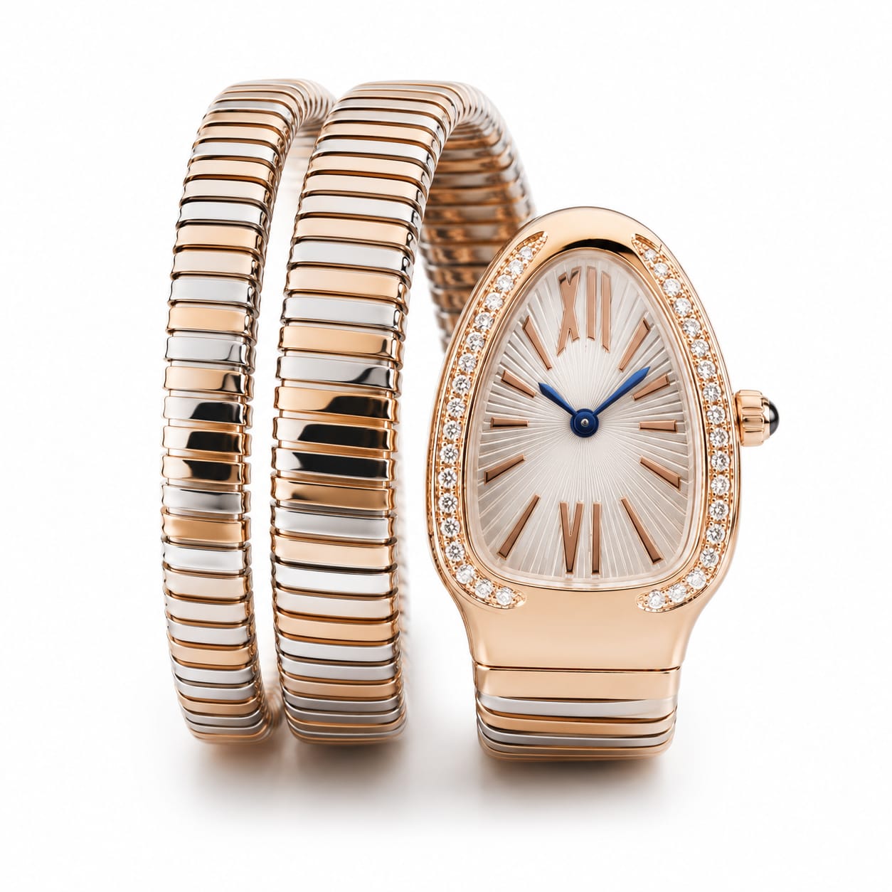 Luxury Serpentine Spiral Luxury Watch with Diamond Bezel
