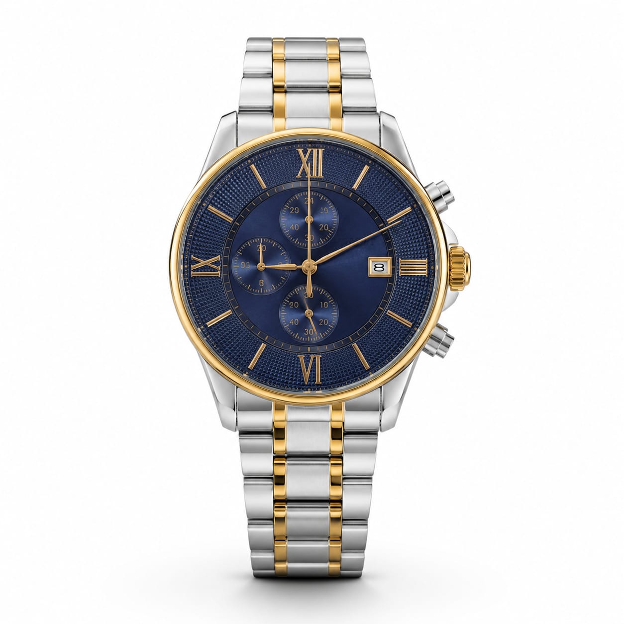 Two-Tone Stainless Steel Chronograph with Deep Blue Dial
