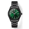 Tizzot  Classic Solar-Powered Black Stainless Steel Watch with Emerald Green Dial