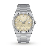 Classic Stainless Steel Automatic Watch with Textured Champagne Dial