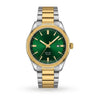 Tizzot  Two-Tone Luxury Solar Watch with Emerald Green Sunray Dial