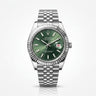 Premium Green Dial Analog Watch with Stainless Steel Jubilee Bracelet & Date Display | Luxury Men's Wrist Watch