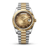 Premium Two-Tone Day & Date Analog Watch with Champagne Dial & Stainless Steel Bracelet | Luxury Men's Wrist Watch