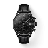 Premium All-Black Chronograph Analog Watch with Leather Strap & Date Display | Luxury Men's Wrist Watch