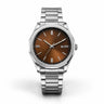 Tizzot  Premium Stainless Steel Analog Watch with Brown Sunburst Dial & Date Display | Classic Men's Wrist Watch