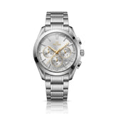 Premium Silver Chronograph Analog Watch with Stainless Steel Strap & Date Display | Luxury Men's Wrist Watch