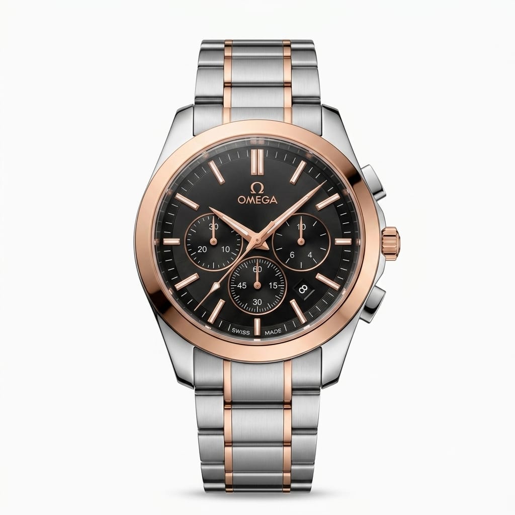 Premium Two-Tone Chronograph Analog Watch with Stainless Steel Strap & Date Display | Luxury Men's Wrist Watch