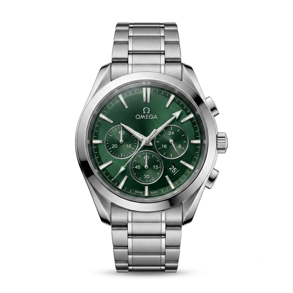 Premium Green Dial Chronograph Analog Watch with Stainless Steel Strap & Date Display | Luxury Men's Wrist Watch
