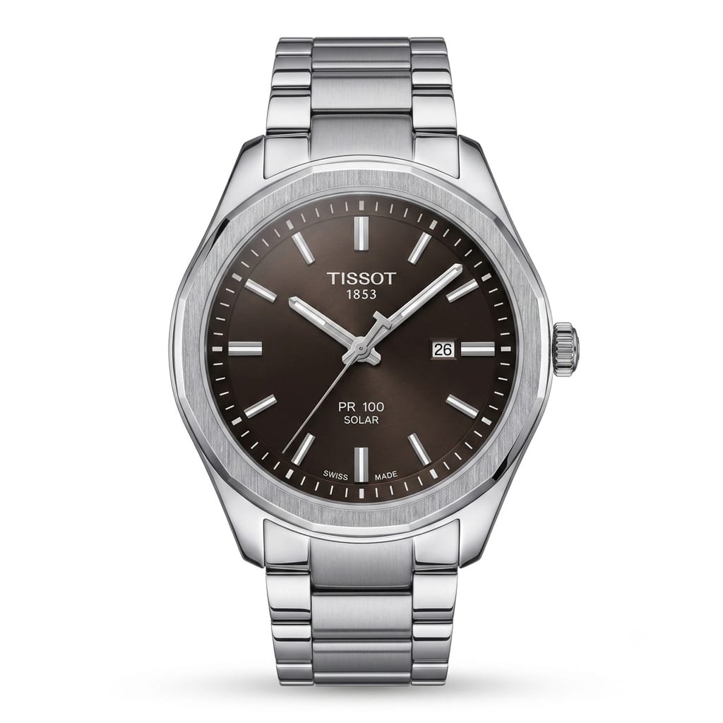 Premium Stainless Steel Solar Powered Analog Watch with Date Display | Classic Men's Wrist Watch