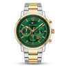 Premium Two-Tone Green Chronograph Analog Watch with Stainless Steel Bracelet & Date Display | Luxury Men's Wrist Watch