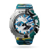 Premium Analog-Digital Sports Watch with Blue Camouflage Resin Strap | Rugged Men's Outdoor Wrist Watch