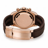 Premium Rose Gold Diamond-Style Chronograph Watch with Black Silicone Strap | Luxury Men's Analog Wrist Watch