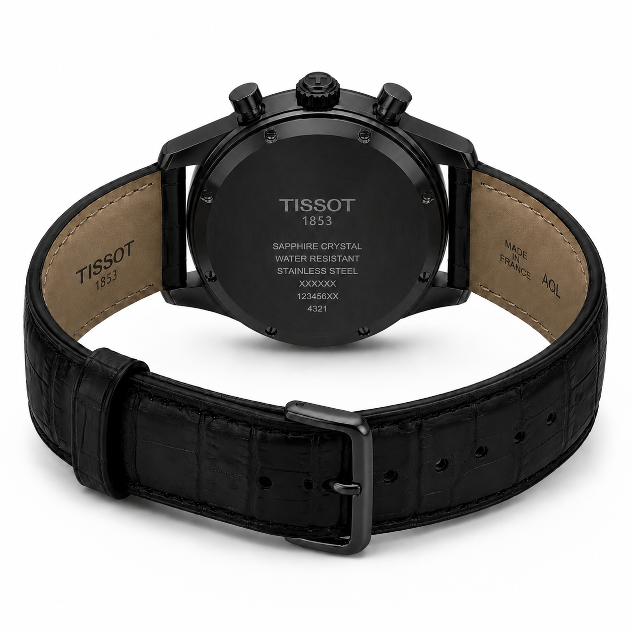Premium All-Black Chronograph Analog Watch with Rose Gold Accents & Leather Strap | Luxury Men's Wrist Watch