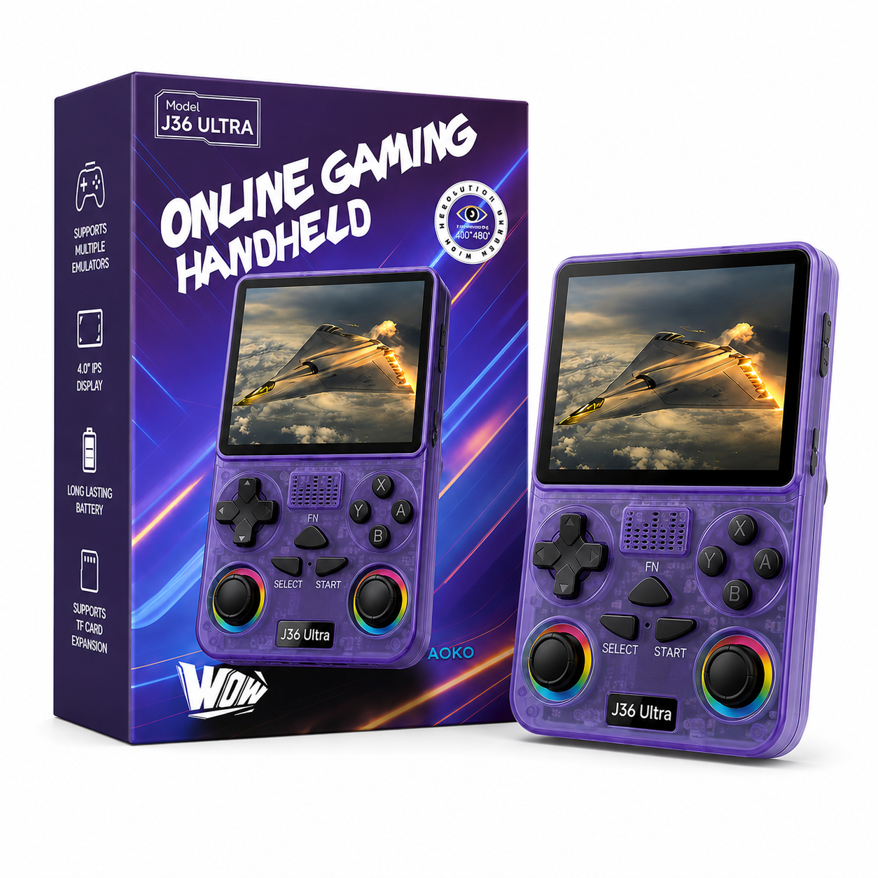 J36 Ultra All-in-One Handheld Gaming Console | 20,000+ Games Built-In | WiFi & YouTube Streaming | Portable Pocket Game Player
