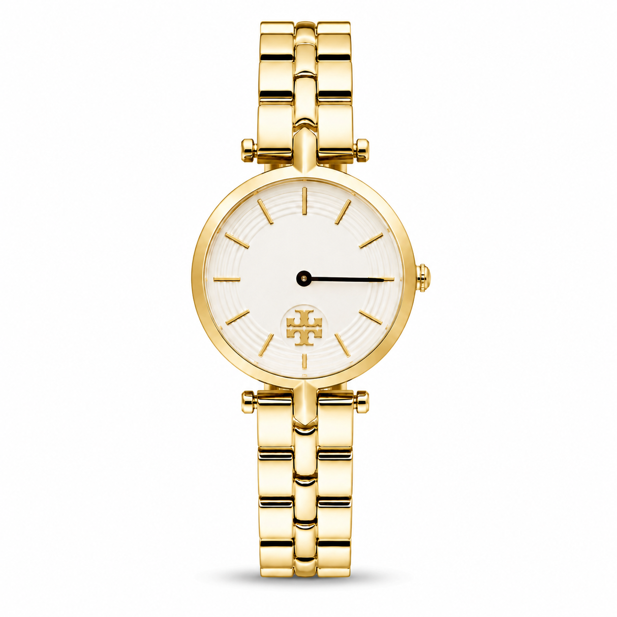 Elegant Gold-Tone Watch with White Textured Dial