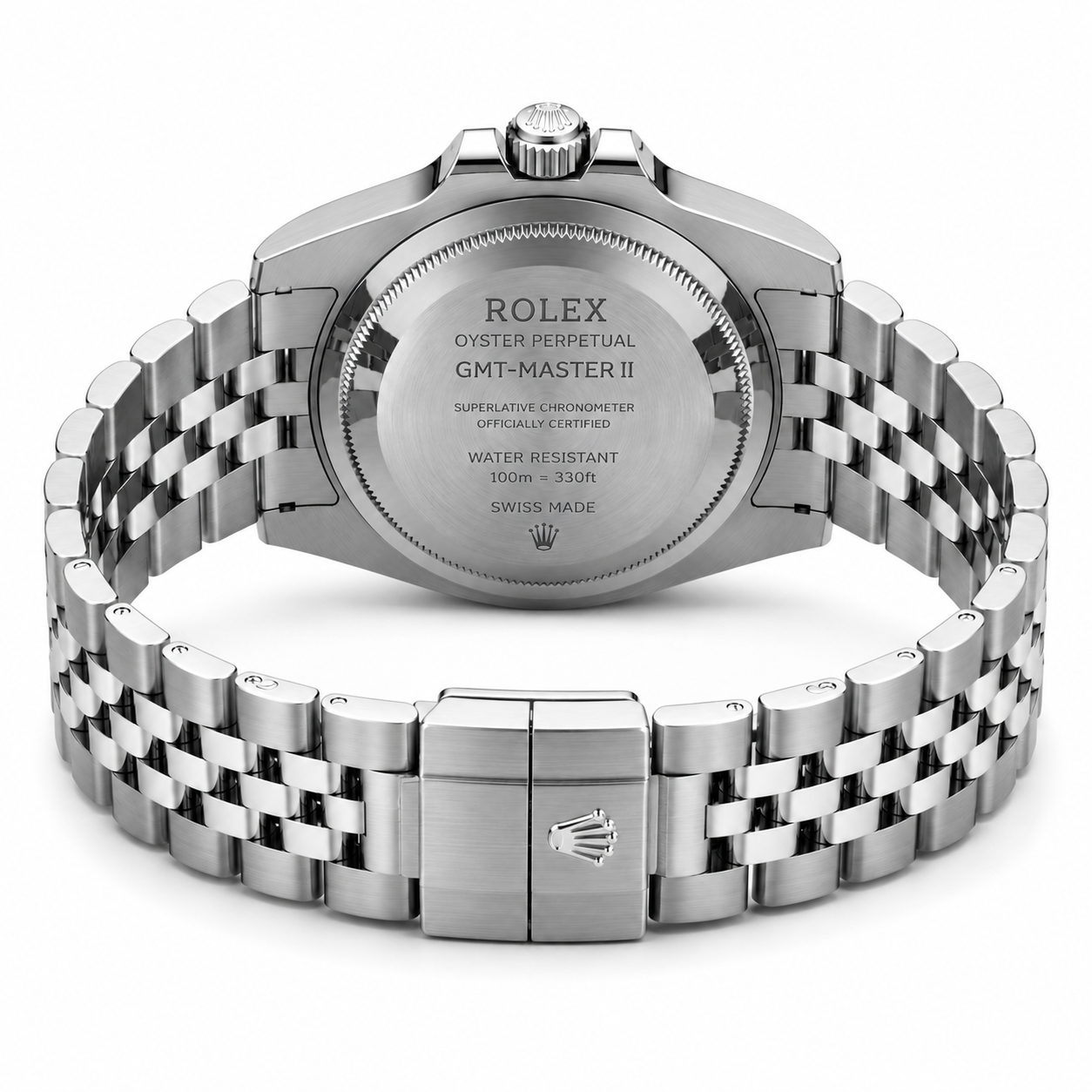 Premium Stainless Steel Dual-Time Watch with Black Dial and Blue-and-Black Bezel