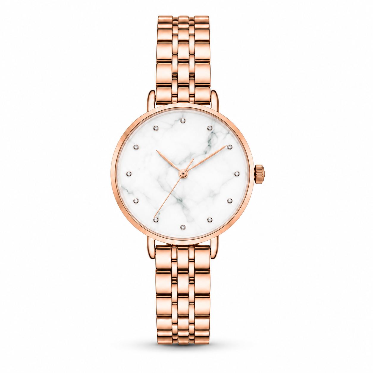Elegant Rose Gold-Tone Watch with Marble-Inspired Dial