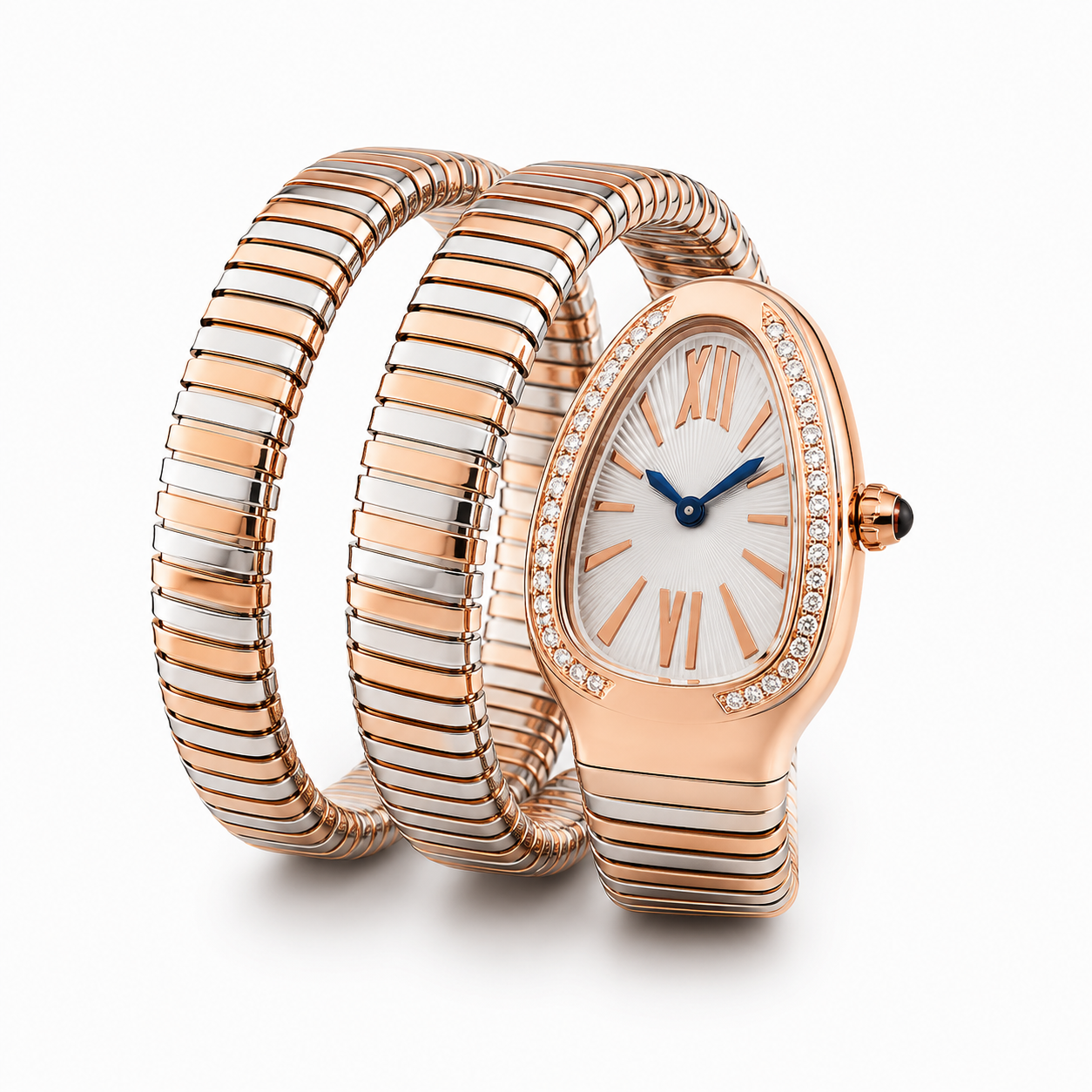 Luxury Serpentine Spiral Luxury Watch with Diamond Bezel