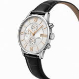 Sophisticated Stainless Steel Chronograph with Classic Leather Strap