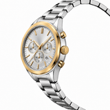 Two-Tone Chronograph Watch with Silver Dial and Rose Gold Accents