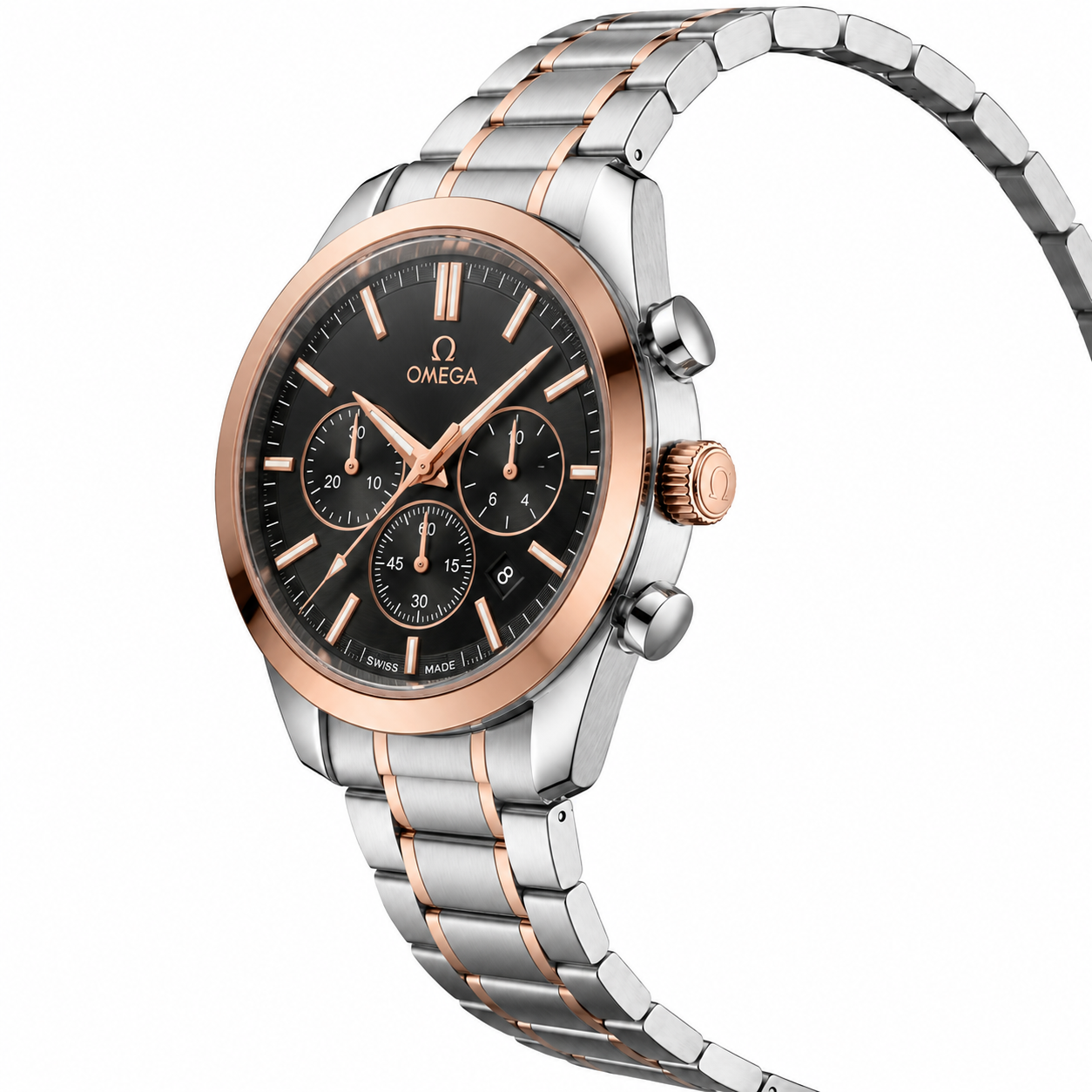 Premium Two-Tone Chronograph Analog Watch with Stainless Steel Strap & Date Display | Luxury Men's Wrist Watch