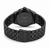 Classic Solar-Powered Black Stainless Steel Watch with Emerald Green Dial