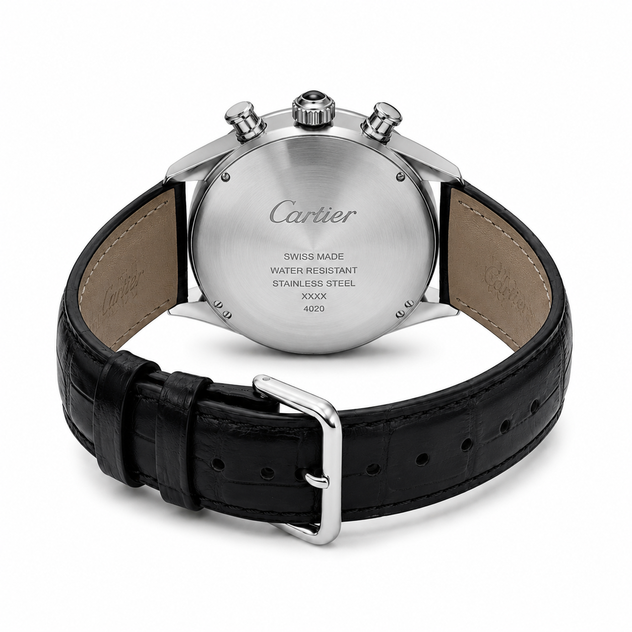 Premium Black Leather Chronograph Analog Watch with Date Display | Luxury Men's Dress Wrist Watch