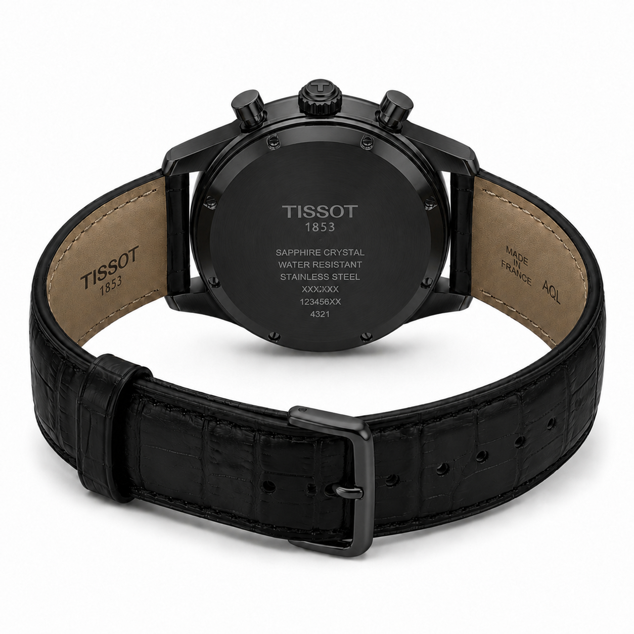 Premium All-Black Chronograph Analog Watch with Leather Strap & Date Display | Luxury Men's Wrist Watch