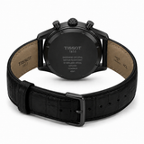 Premium All-Black Chronograph Analog Watch with Leather Strap & Date Display | Luxury Men's Wrist Watch