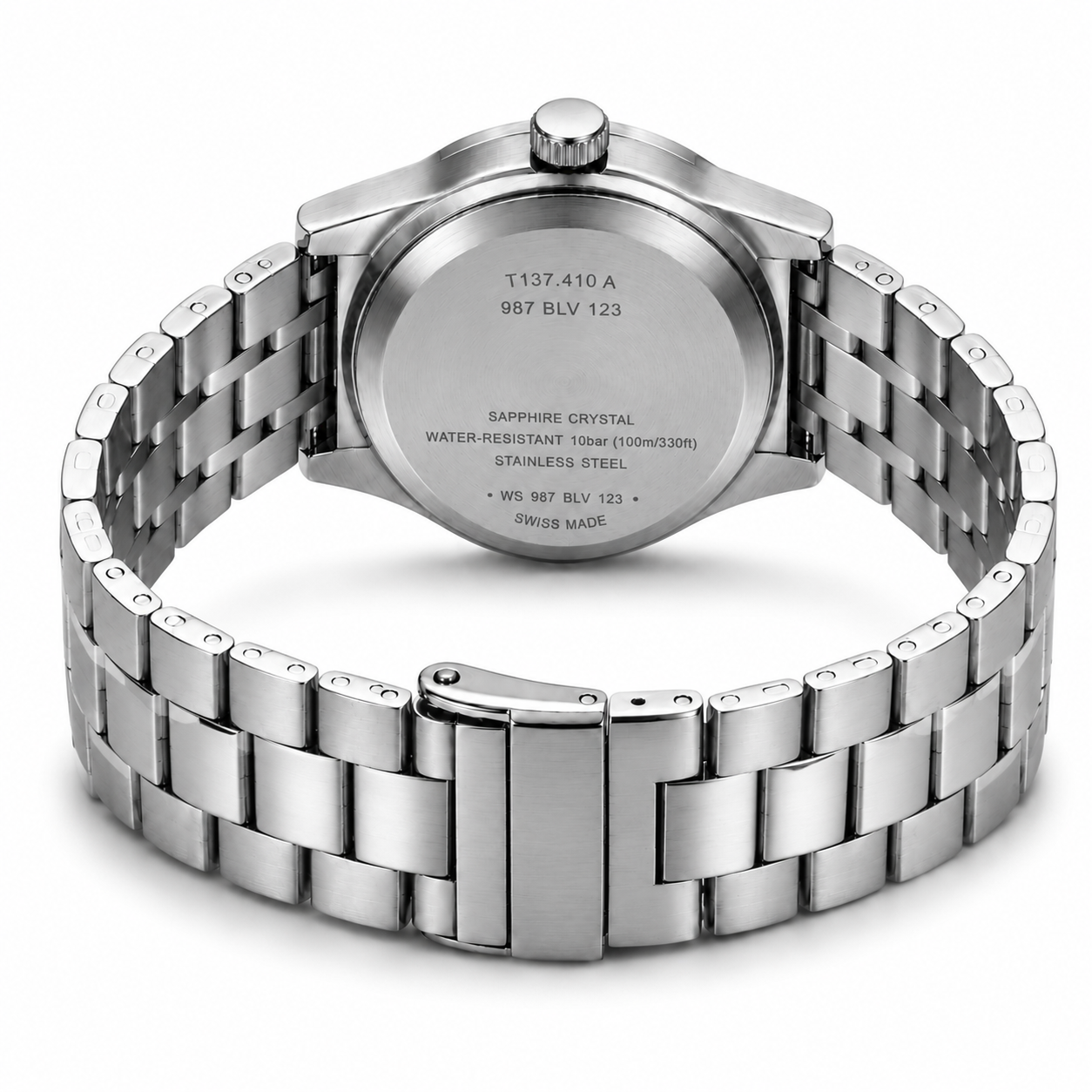 Classic Stainless Steel Men's Watch with Deep Blue Dial