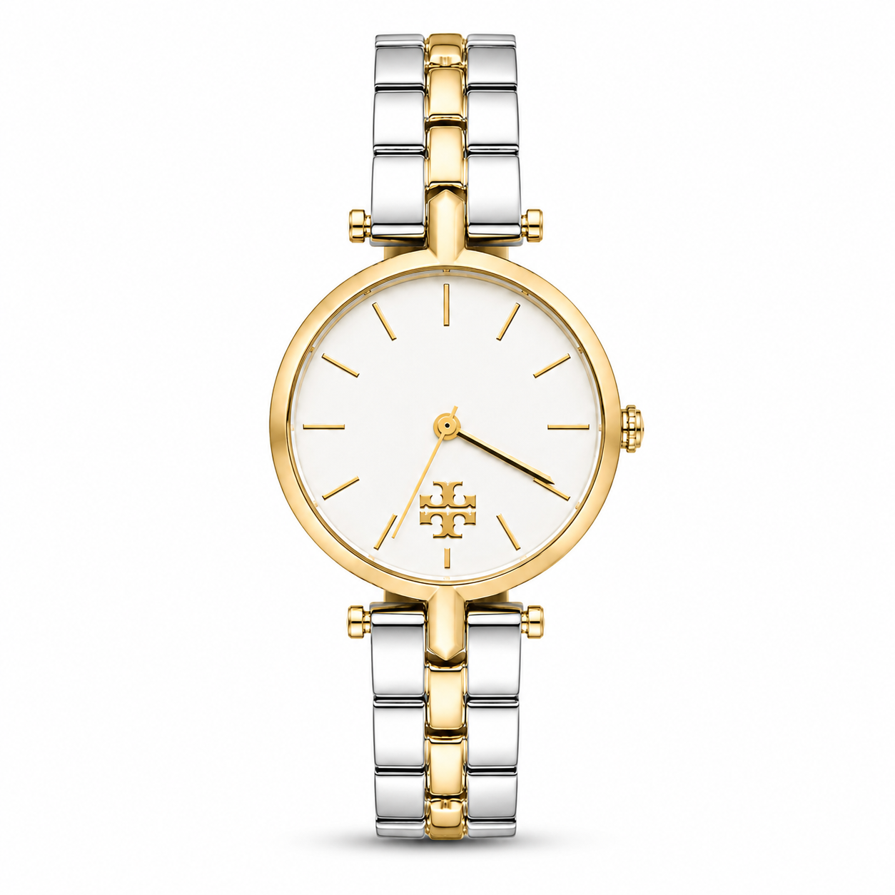 Elegant Two-Tone Analog Watch with White Dial