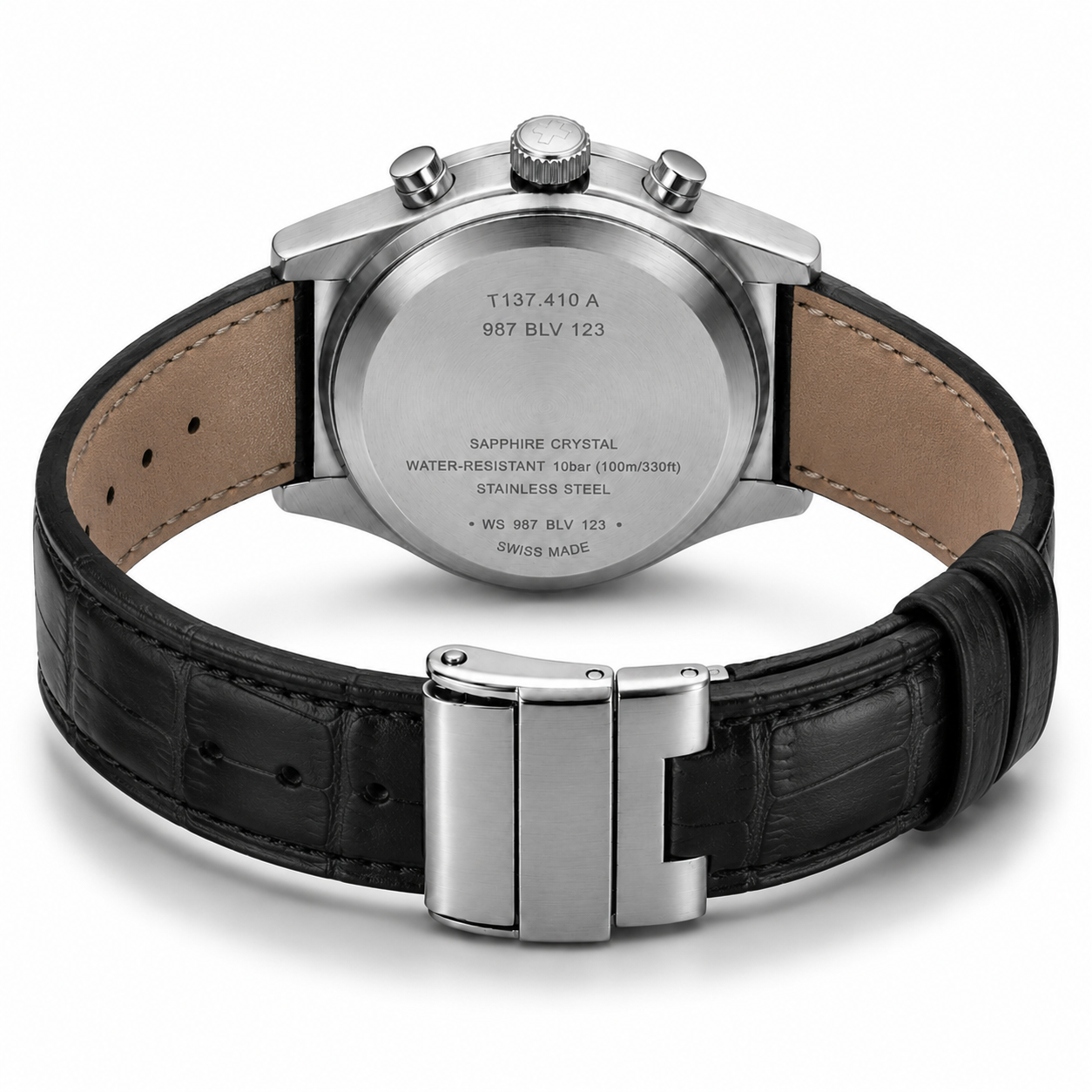 Sophisticated Stainless Steel Chronograph with Classic Leather Strap