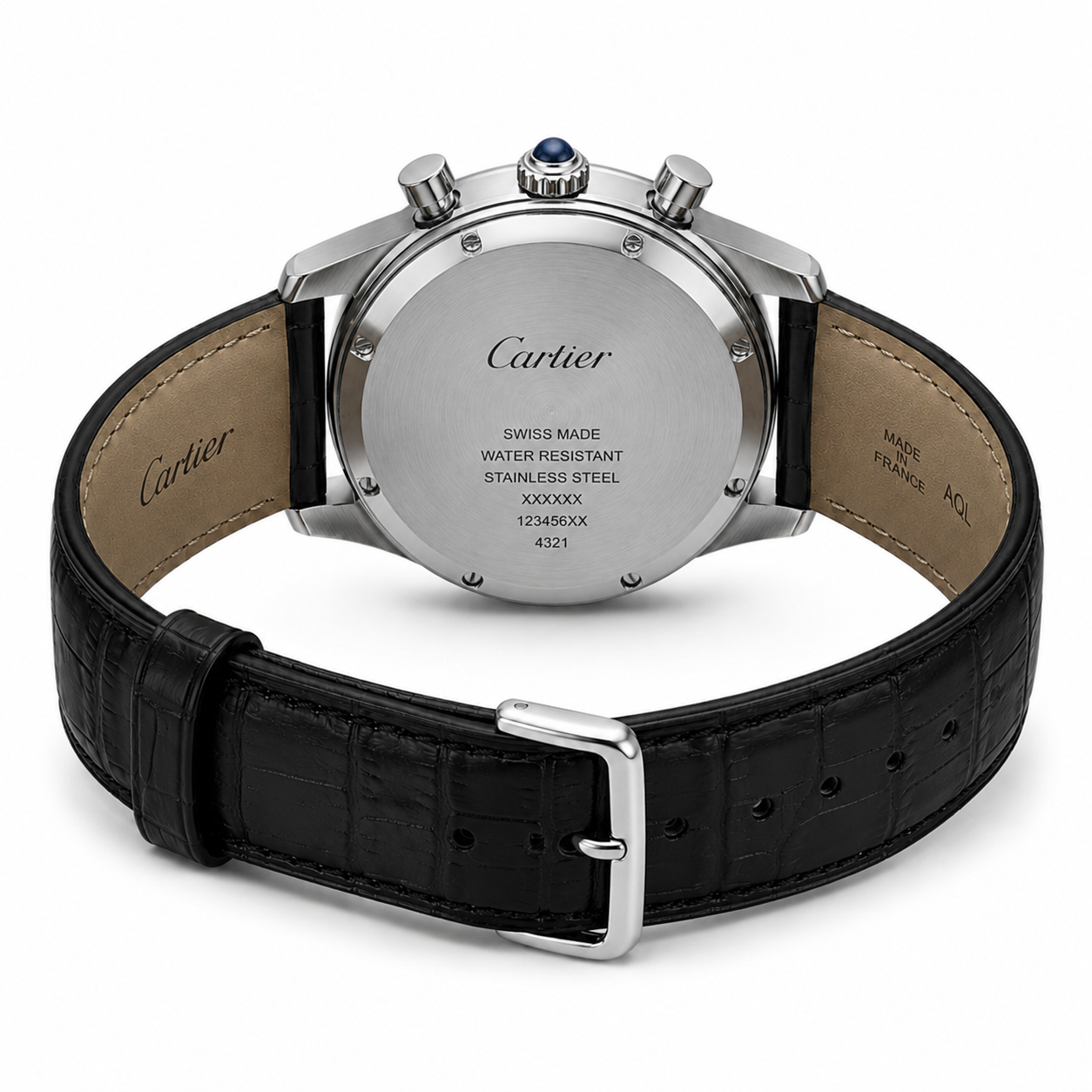 Premium Black Leather Chronograph Analog Watch with White Dial & Date Display | Luxury Men's Wrist Watch